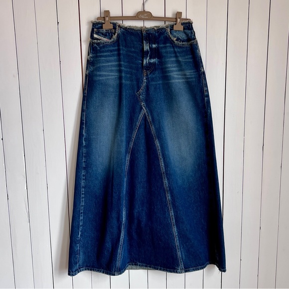 AUTH NWT Diesel Denim Maxi Skirt - Picture 1 of 9